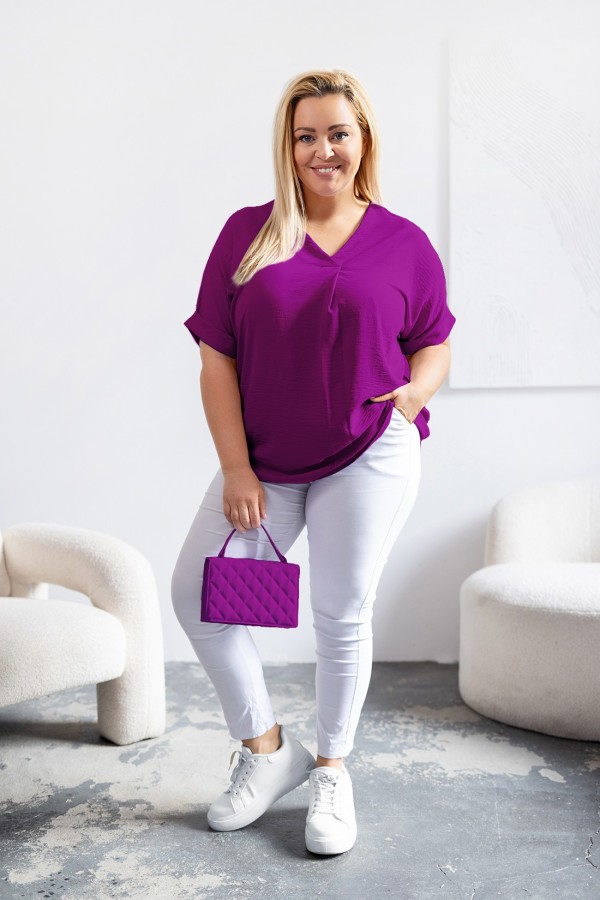 Elegancka bluzka oversize koszula w kolorze amarantowym Asha 1