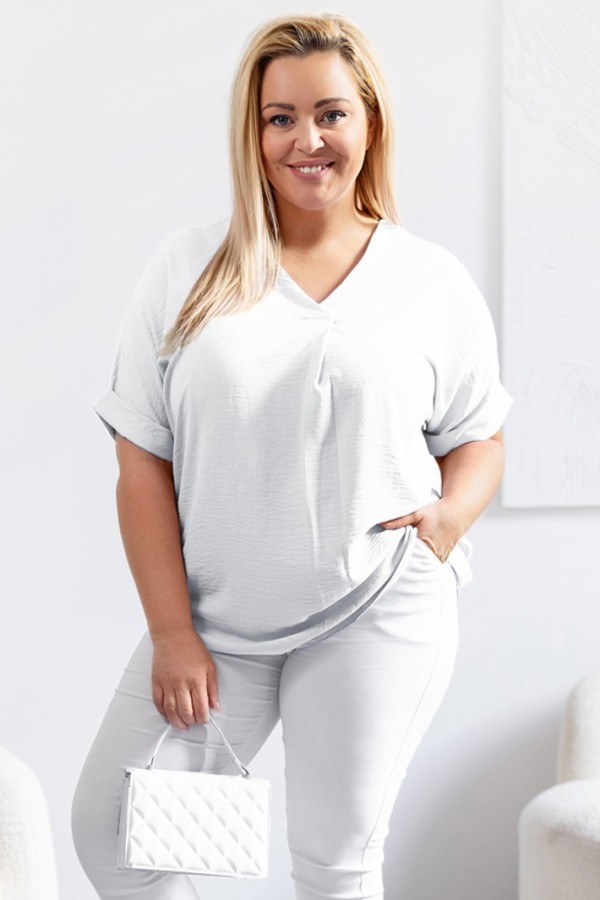 Elegancka bluzka oversize koszula w kolorze białym Asha 2