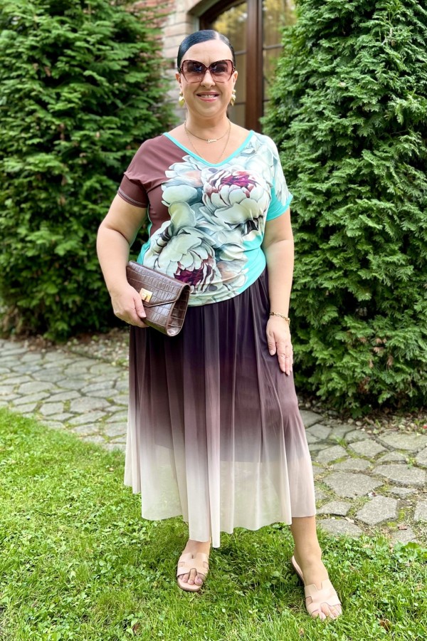 Bluzka damska plus size nietoperz multikolor kwiaty flowers 3