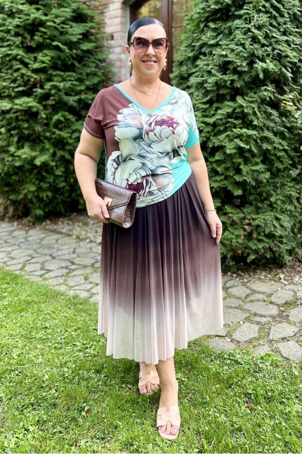 Bluzka damska plus size nietoperz multikolor kwiaty flowers 4