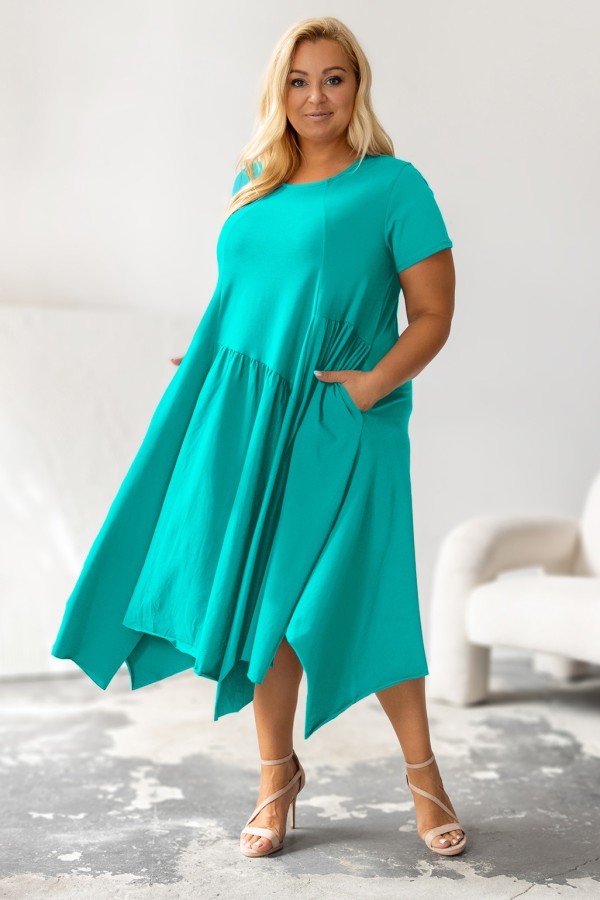 MEGA oversize sukienka w kolorze tiffany przeszycia kieszenie Noell