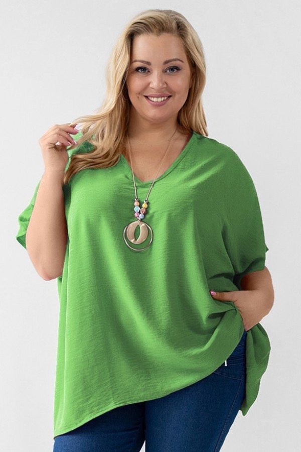 MEGA oversize bluzka tunika w kolorze pistacjowym z naszyjnikiem Wera 2