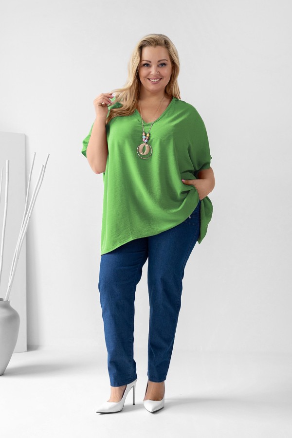 MEGA oversize bluzka tunika w kolorze pistacjowym z naszyjnikiem Wera 1