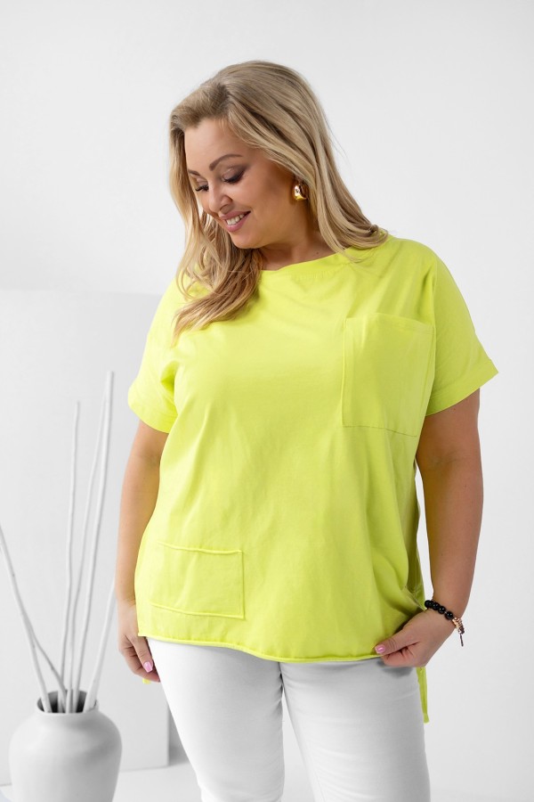 Bluzka oversize w kolorze limonkowym dłuższy tył kieszeń Tanisha 2