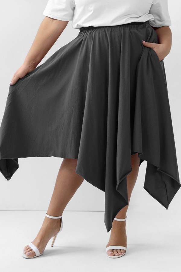 Asymetryczna spódnica plus size w kolorze granatowym kieszenie FIESTA 2