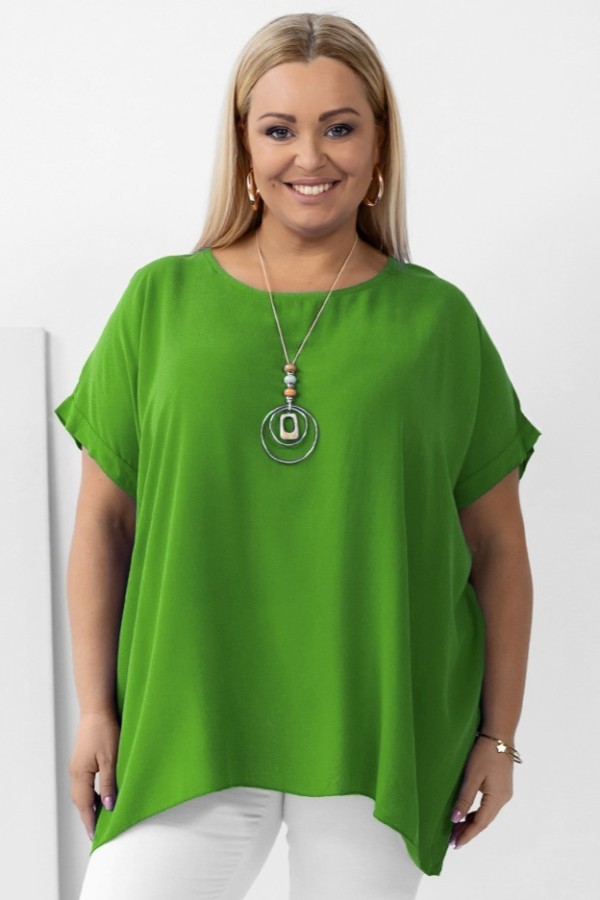 MEGA oversize bluzka tunika w kolorze oliwkowym z naszyjnikiem OTYLIA 2