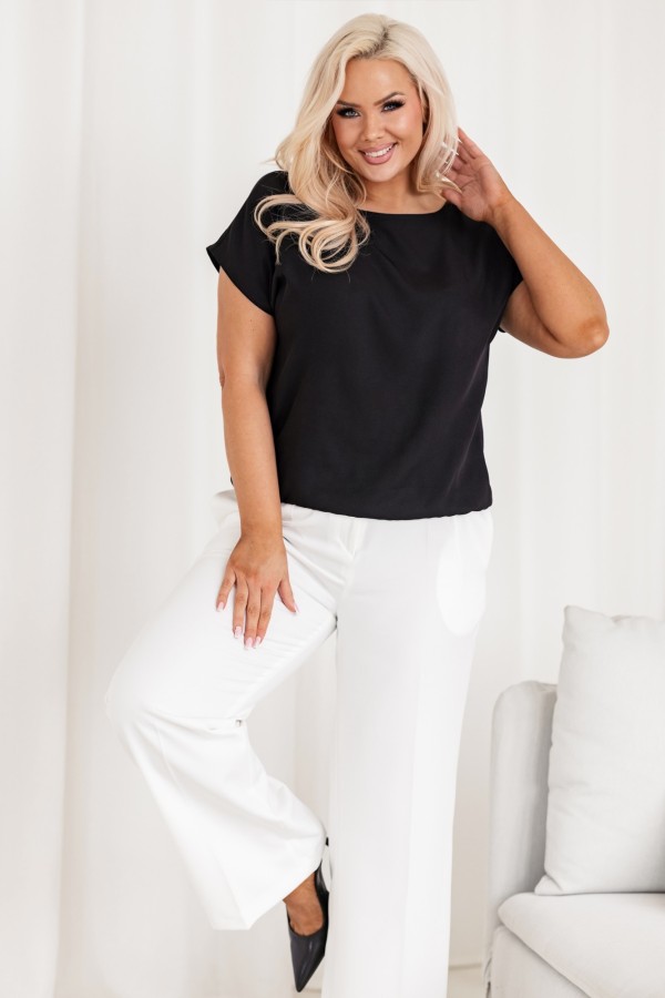 Elegancka bluzka damska plus size w kolorze czarnym z gumką VIOLETTA 2