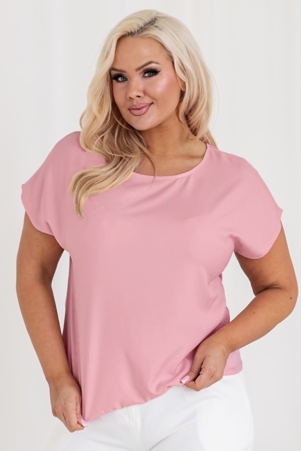 Elegancka bluzka damska plus size w kolorze brudny róż z gumką VIOLETTA 2