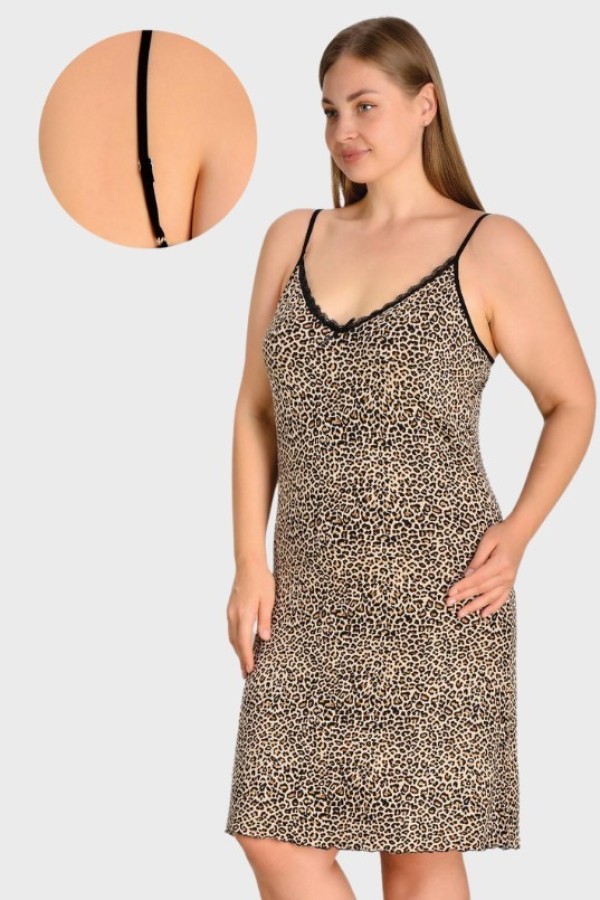 Lekka koszula nocna plus size wzór drobna panterka ONAI 1