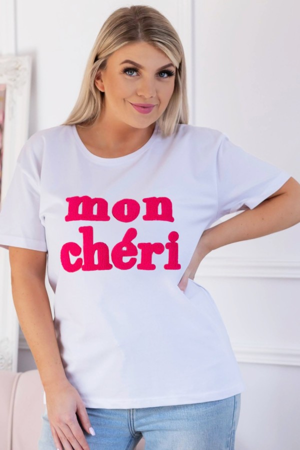 T-shirt damski w kolorze białym aplikacja mon cheri CHARMIN 2