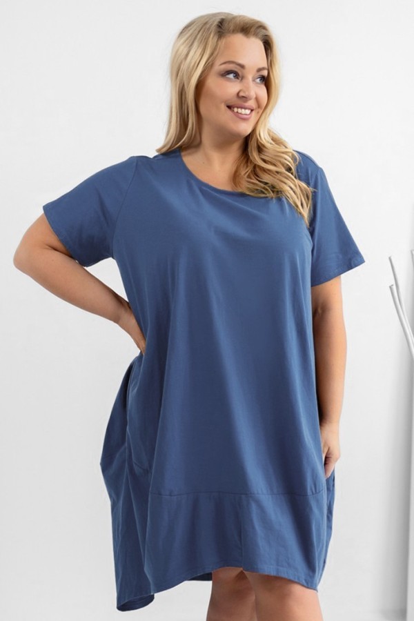 MEGA oversize sukienka plus size w kolorze denim z przeszyciami dłuższy tył Rima 2