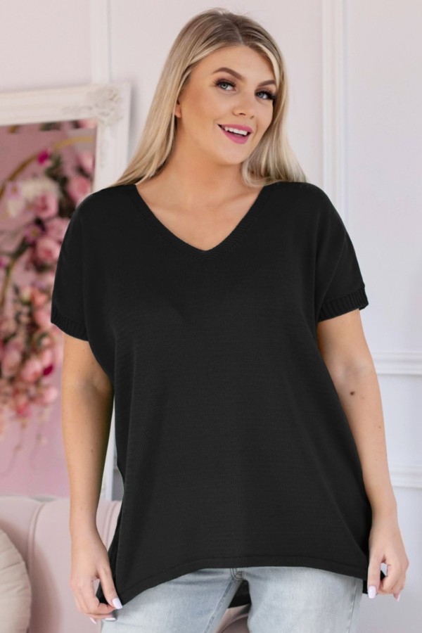 Sweter damski oversize w kolorze czarnym z dłuższym tyłem MELISA 2