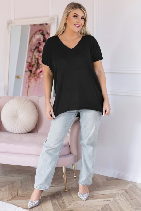 Sweter damski oversize w kolorze czarnym z dłuższym tyłem MELISA 1