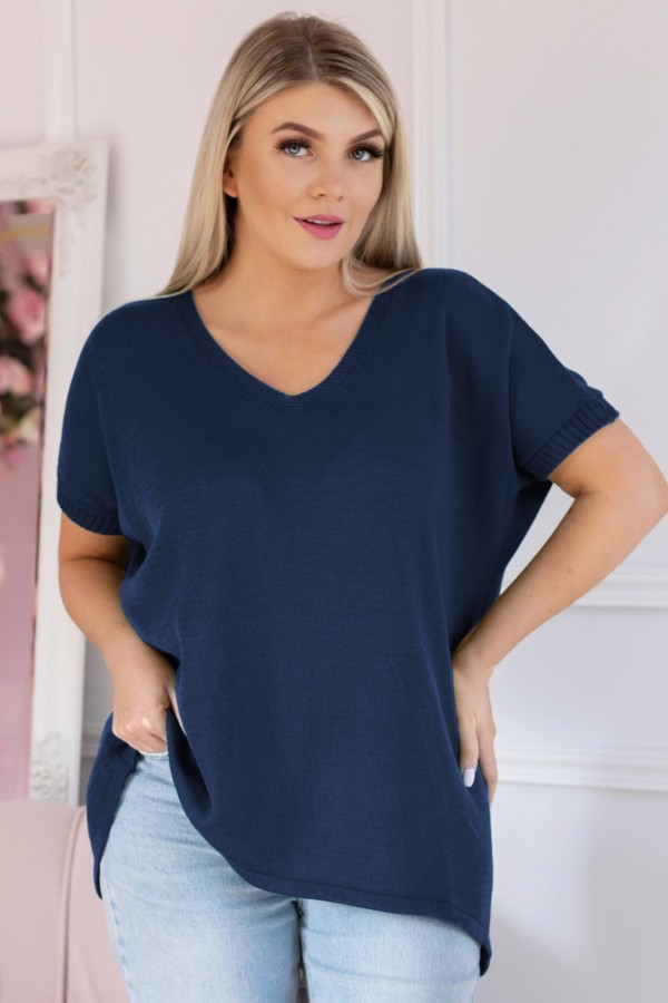 Sweter damski oversize w kolorze granatowym z dłuższym tyłem MELISA 2