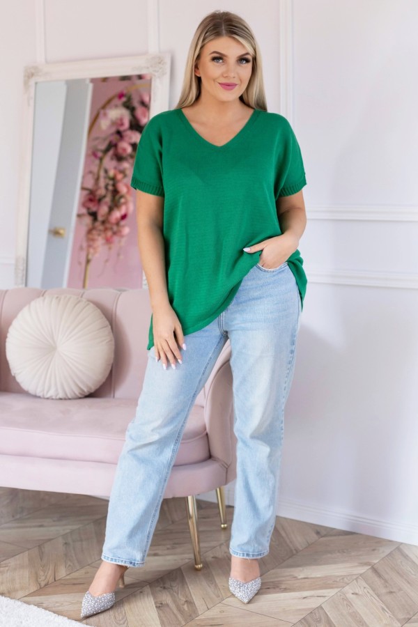 Sweter damski oversize w kolorze zielonym z dłuższym tyłem MELISA 4