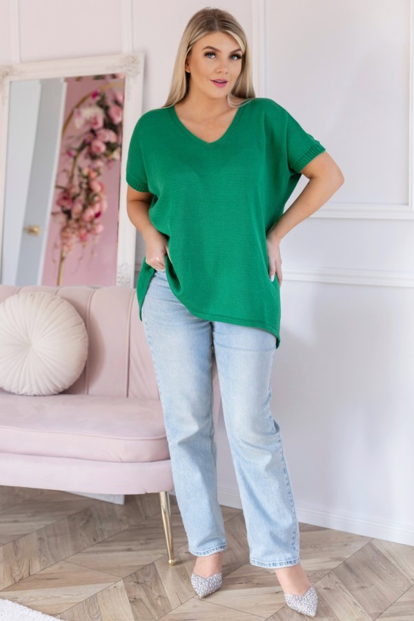 Sweter damski oversize w kolorze zielonym z dłuższym tyłem MELISA 3